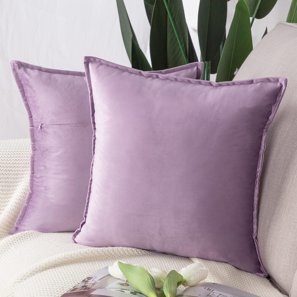 4245 Set of 2 Super Soft Velvet Decorative Throw Pillow Covers 18x18 inch